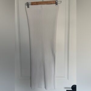 Princess Polly White Ribbed Knit Midi Skirt